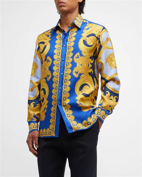 versace baroque shirt men|Versace silk shirt price.